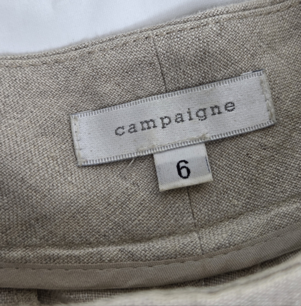 Campaigne Size 6 Stylish Tan Shorts In Linen Textured Fabric - Picture 6 of 11